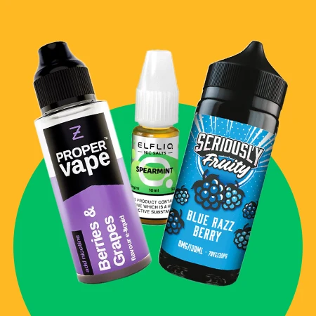 3 bottles of eliquids 2 shortfills and 1 10ml featuring elfliq zeus juice and seriously fruity